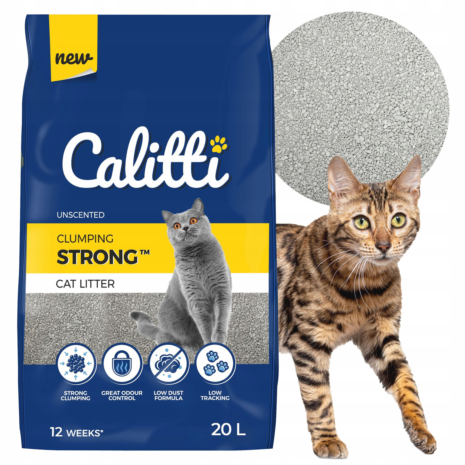 Levně Calitti Strong Bentonitové stelivo bez zápachu pro kočky 20 l