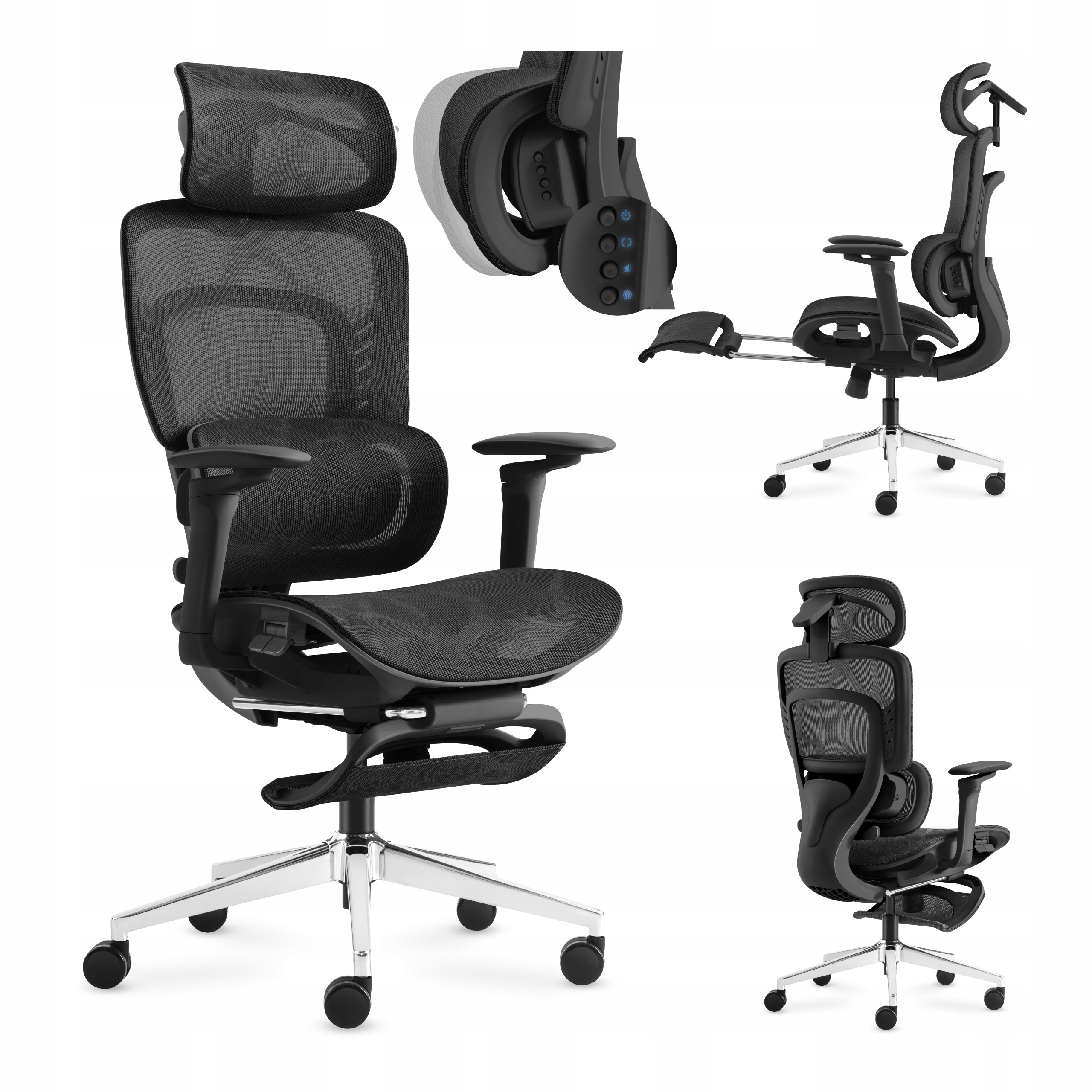 Ergonomicky otočná kancelárska stolička Mark Adler čierna pre masážny stôl
