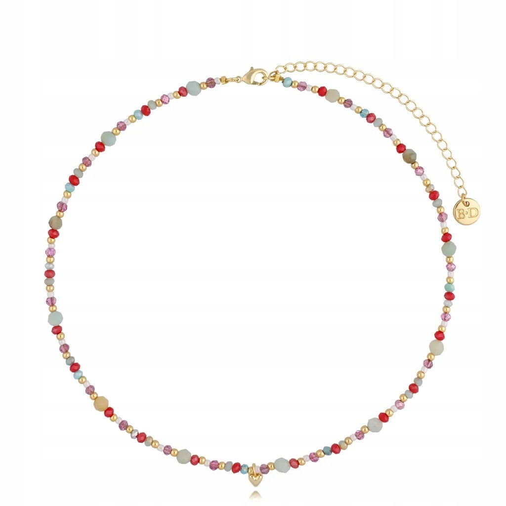 Naszyjnik damski wielokolorowy By Dziubeka serce 34cm