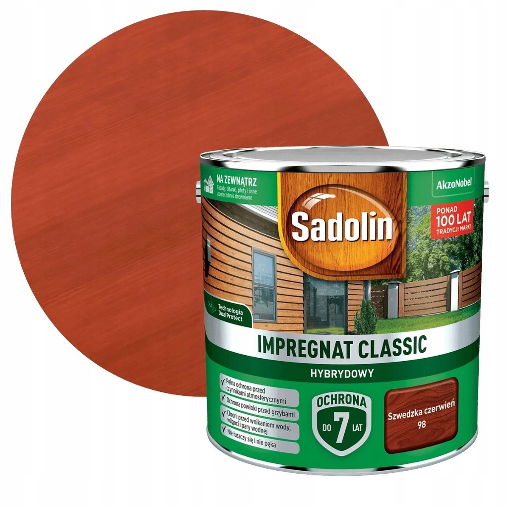 Sadolin Classic Hybridní Impregnat Na Dřevo Švédská červená 2,5L