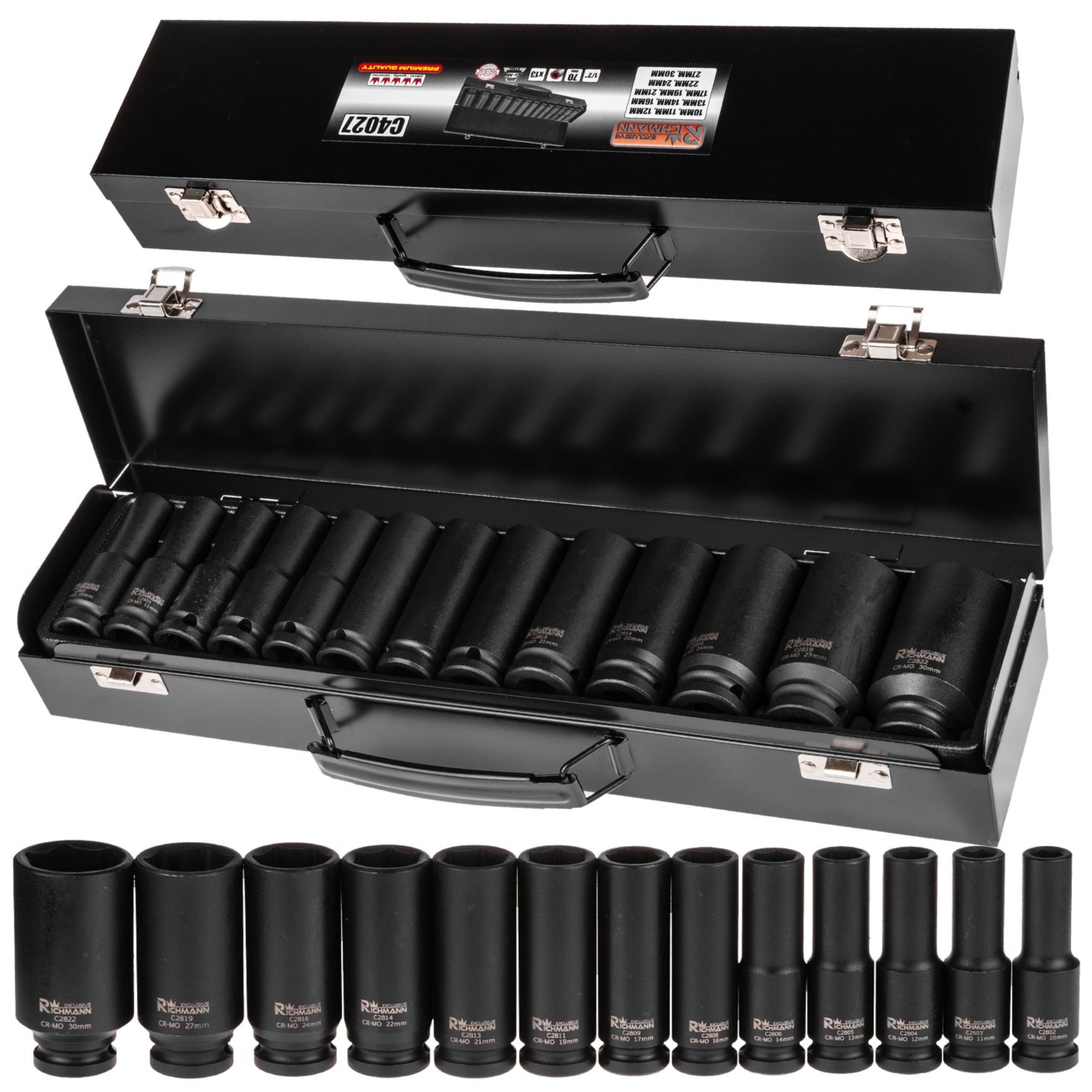 KLUCZE NASADOWE NASADKI UDAROWE 1/2 10-30mm DŁUGIE