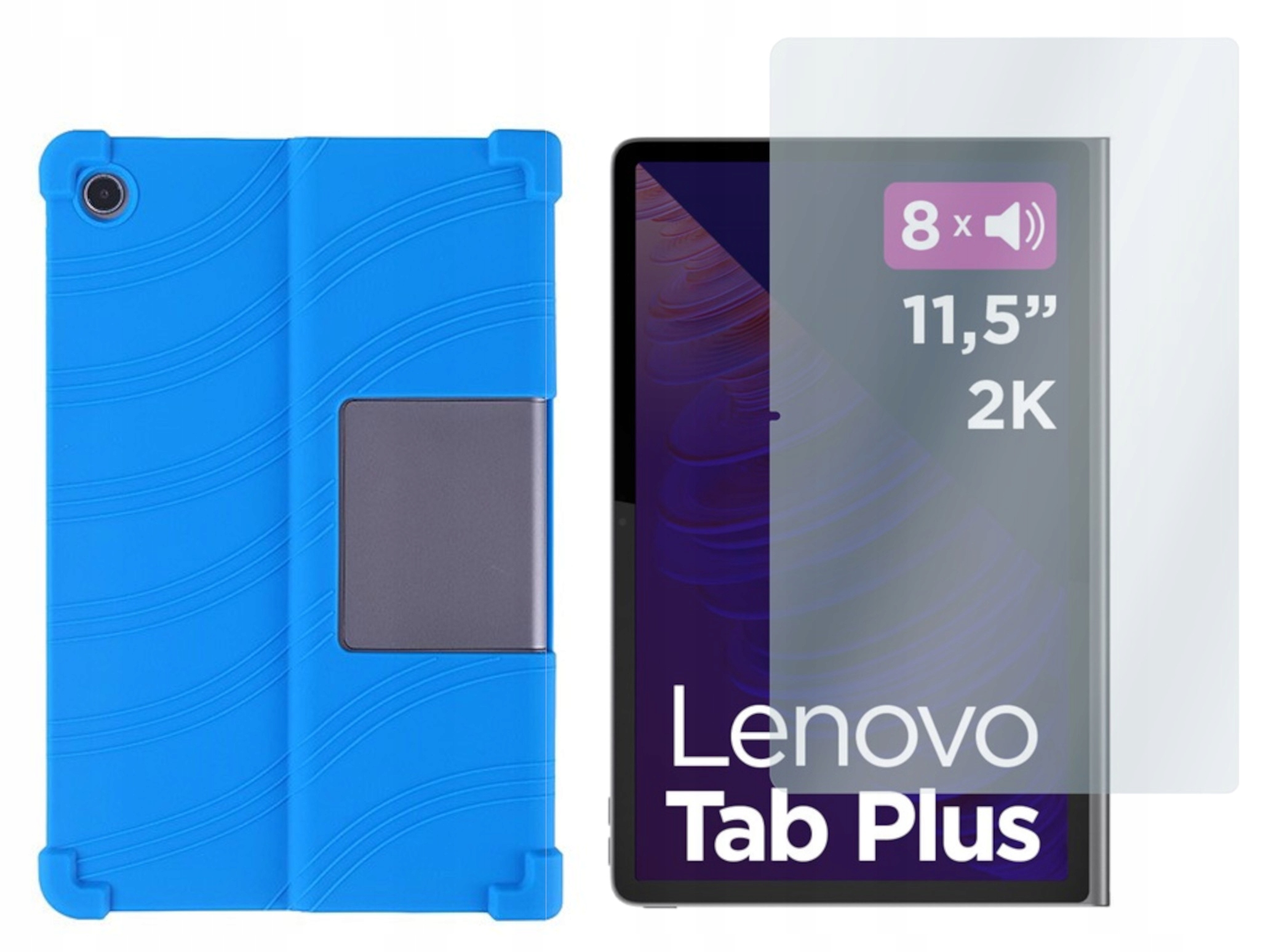Etui do Lenovo Tab Plus Tab+ 2024 11.5 cali Silikon niebieskie i Szkło