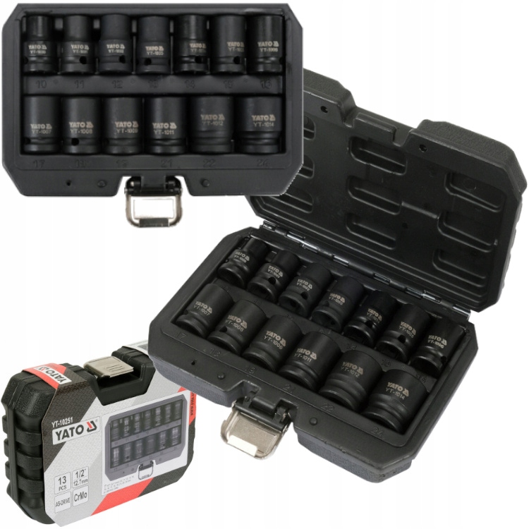 Yato Zestaw Nasadek Udarowych CrMo 1/2'' 10-24MM Nasadki Udarowe 13 El.