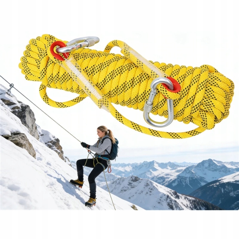 Univerzální lano žluté 12 mm 20 m – těžké, pro lezení a tažení