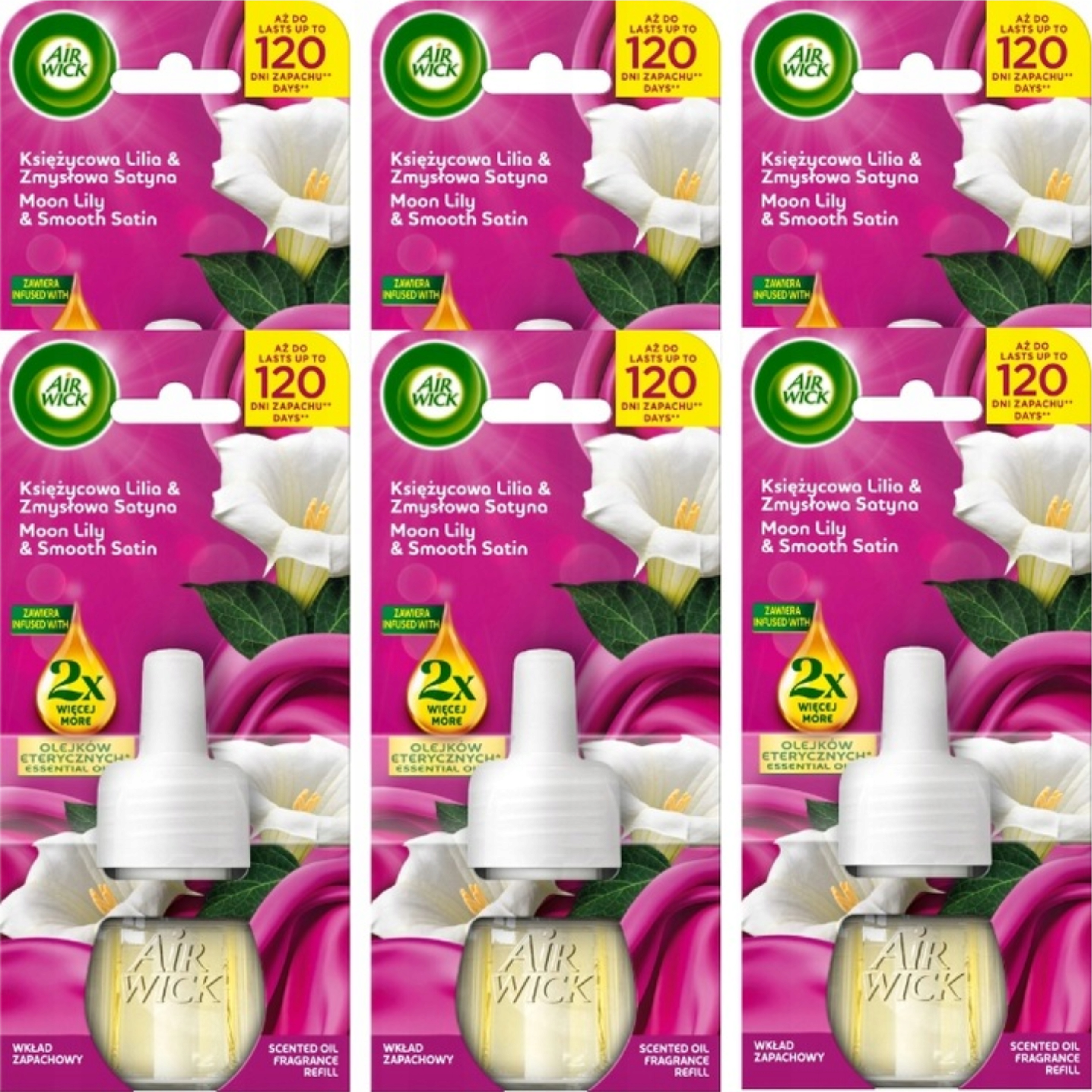Air Wick Náhradní náplň Vůně Měsíční lilie Smyslná saténová 19 ml 6 Ks