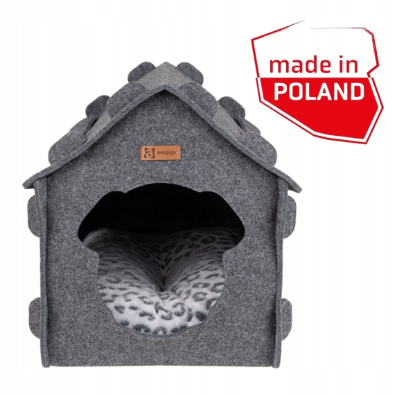 Skládací budka pro psa, plstěný šedý domeček Norway Amiplay