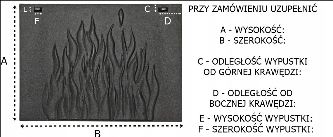 TYLNA PŁYTA ŚCIANKA PLECY DO KOMINKA INVICTA 47x35 Typ rama