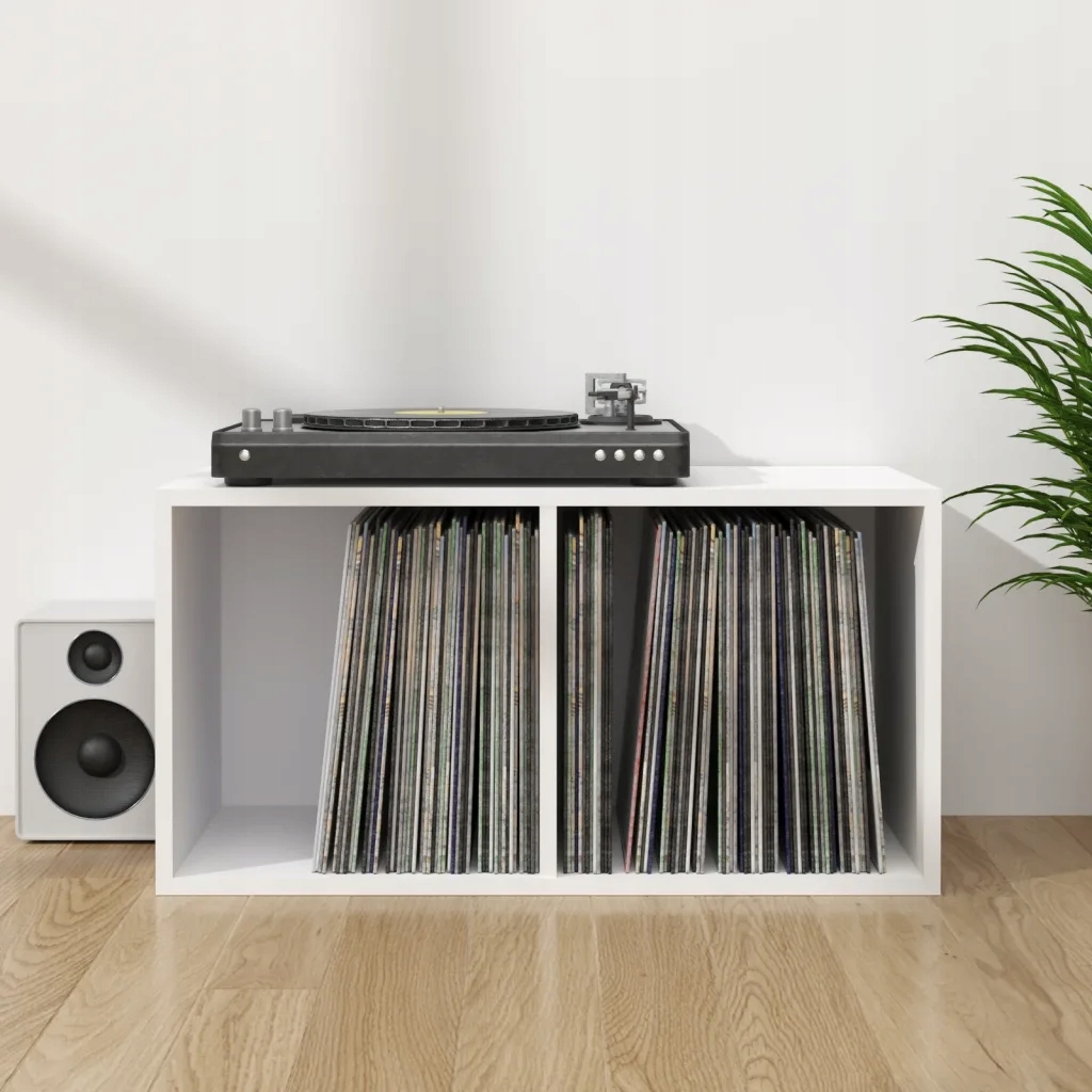 Úložný box na Lp desky bílý 71 x 34 x 36 cm kompozitní dřevo Bílá 800117