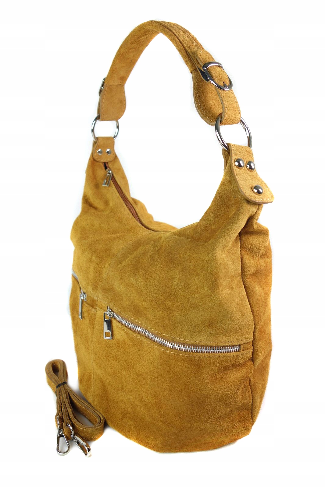 

Zamszowy Worek Włoska Skóra Shopper Bag Camel