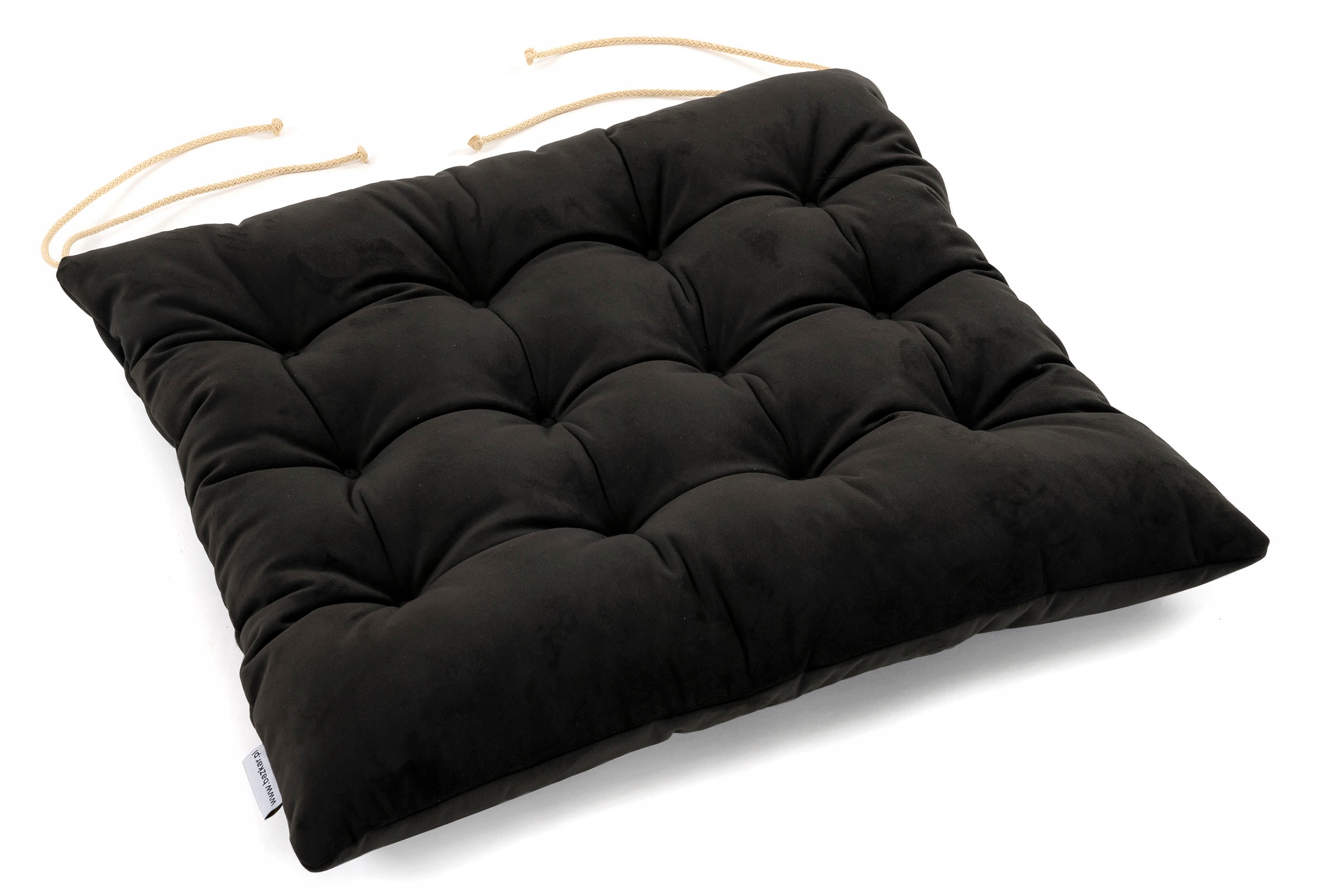 

Czarna Poduszka na krzesło Velvet pikowana Aksamit