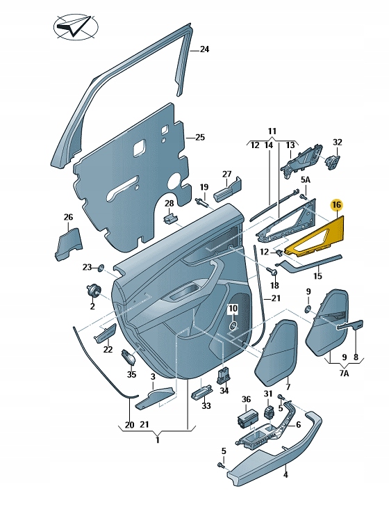 ВКЛАД ДЕКОРАТИВНАЯ РУЧКИ WEWNATRZ ЗАД. ПРАВА AUDI Q7