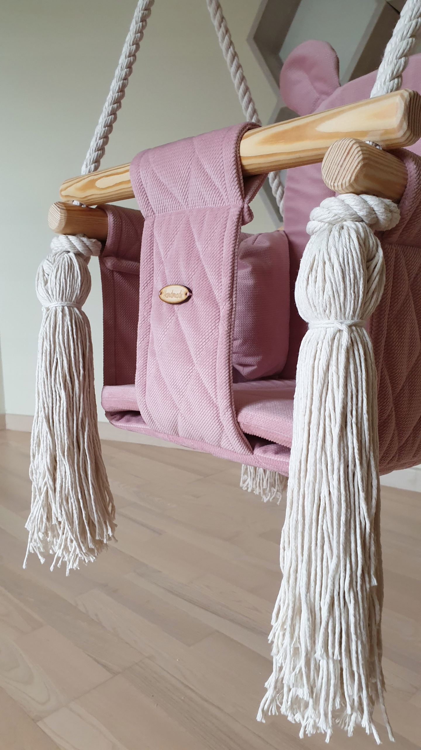 Huśtawka dla dziecka, dziecięca, bezpieczna RÓŻOWA Marka Create For You