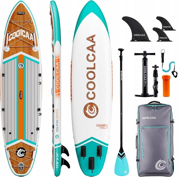 Coolcaa Deska Sup Nadmuchiwana 355 cm Duża Nośność 222kg Akcesoria Torba