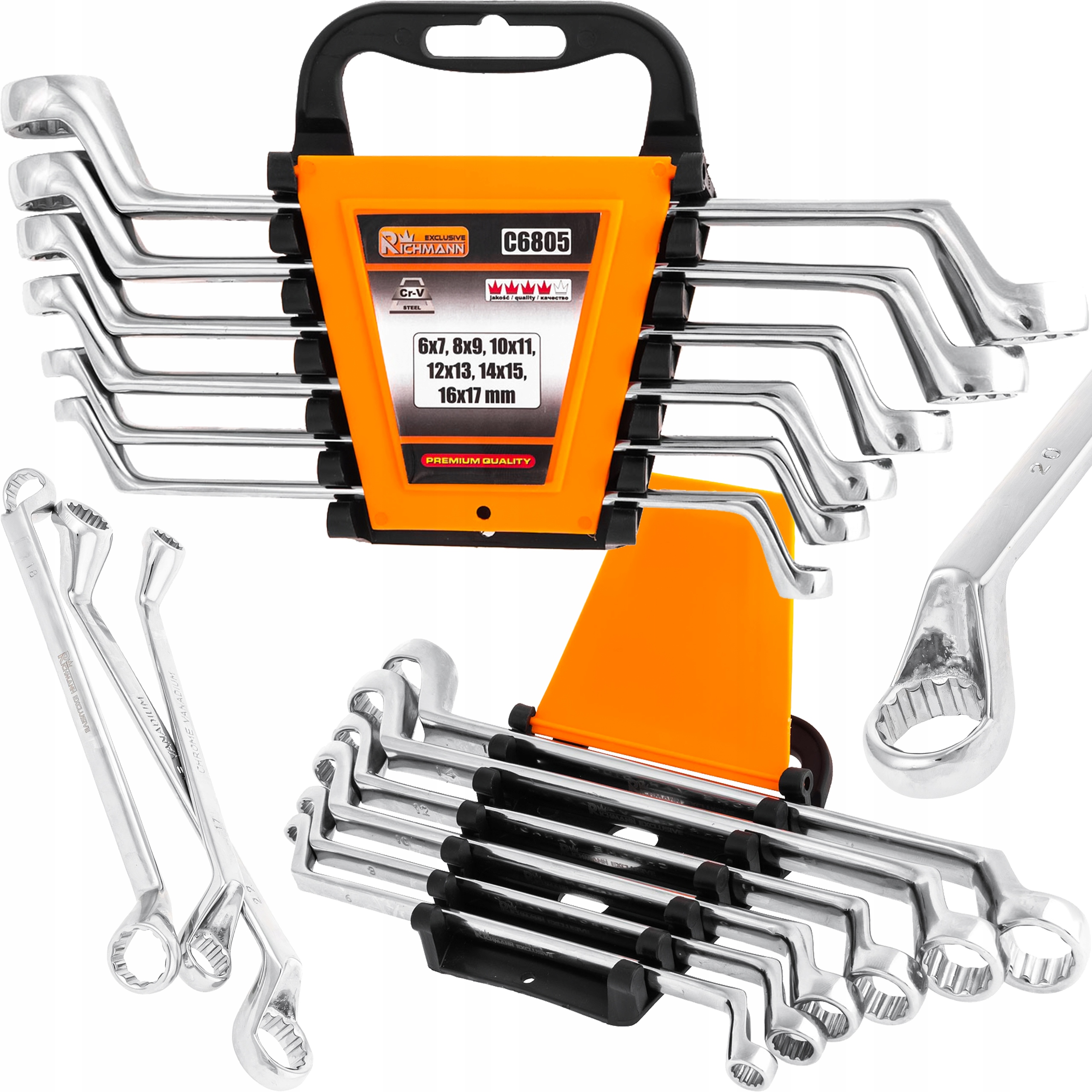 

Zestaw 6EL. Klucze Oczkowe Gięte Dwustronne 6-17mm