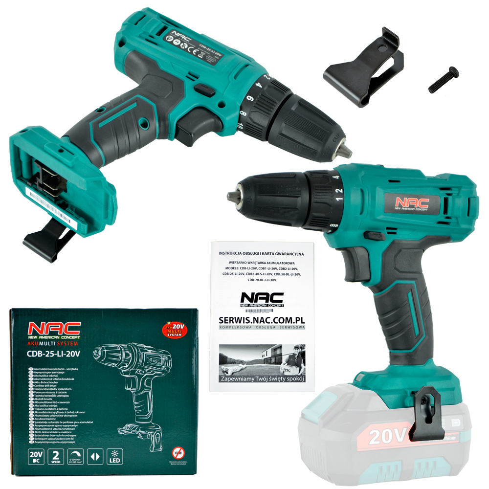 Wiertarko-wkrętarka Akumulatorowa Nac 20 V 2 Biegi Body Akumultisystem 20 V