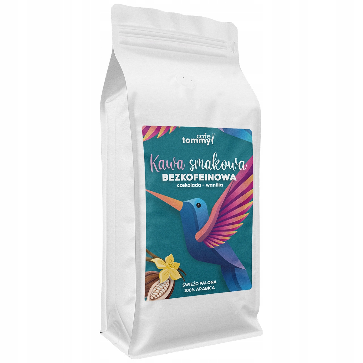 Káva zrnková ochucená 1kg Bez Kofeinu 100% Arabica Čokoláda Vanilka