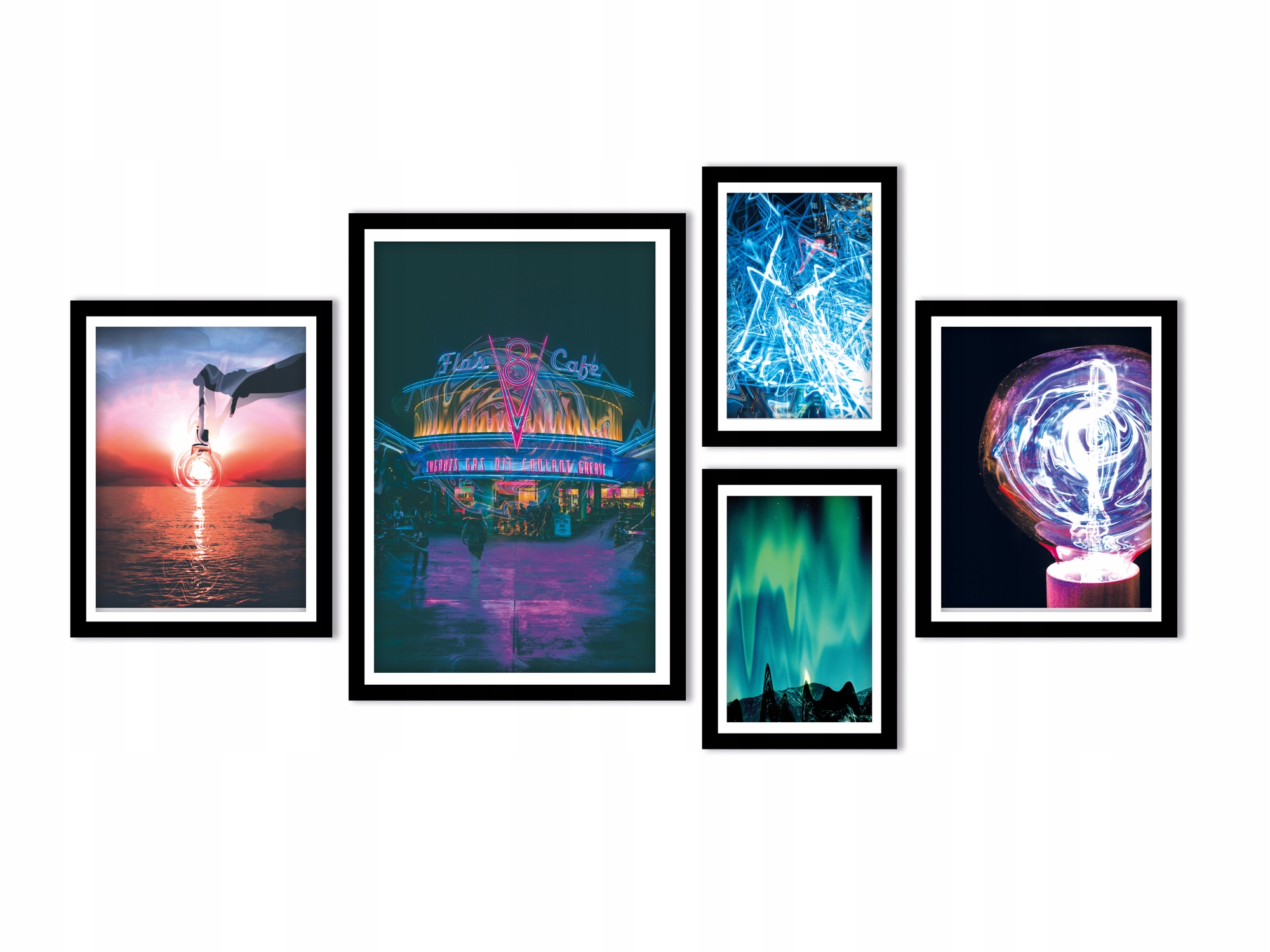 

Plakaty w ramie duże 5szt. - Light electricity