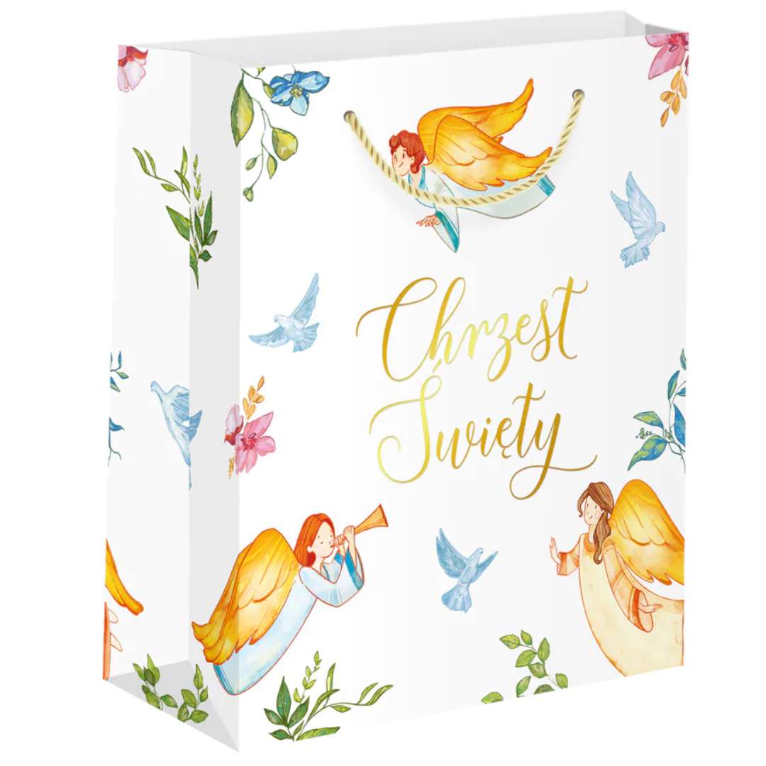 TOREBKA prezentowa CHRZEST ŚWIĘTY anioły gołębie