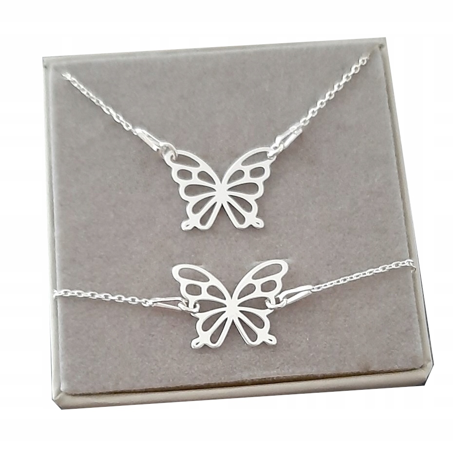 

Srebrny komplet Motyl Motylek Srebro 925