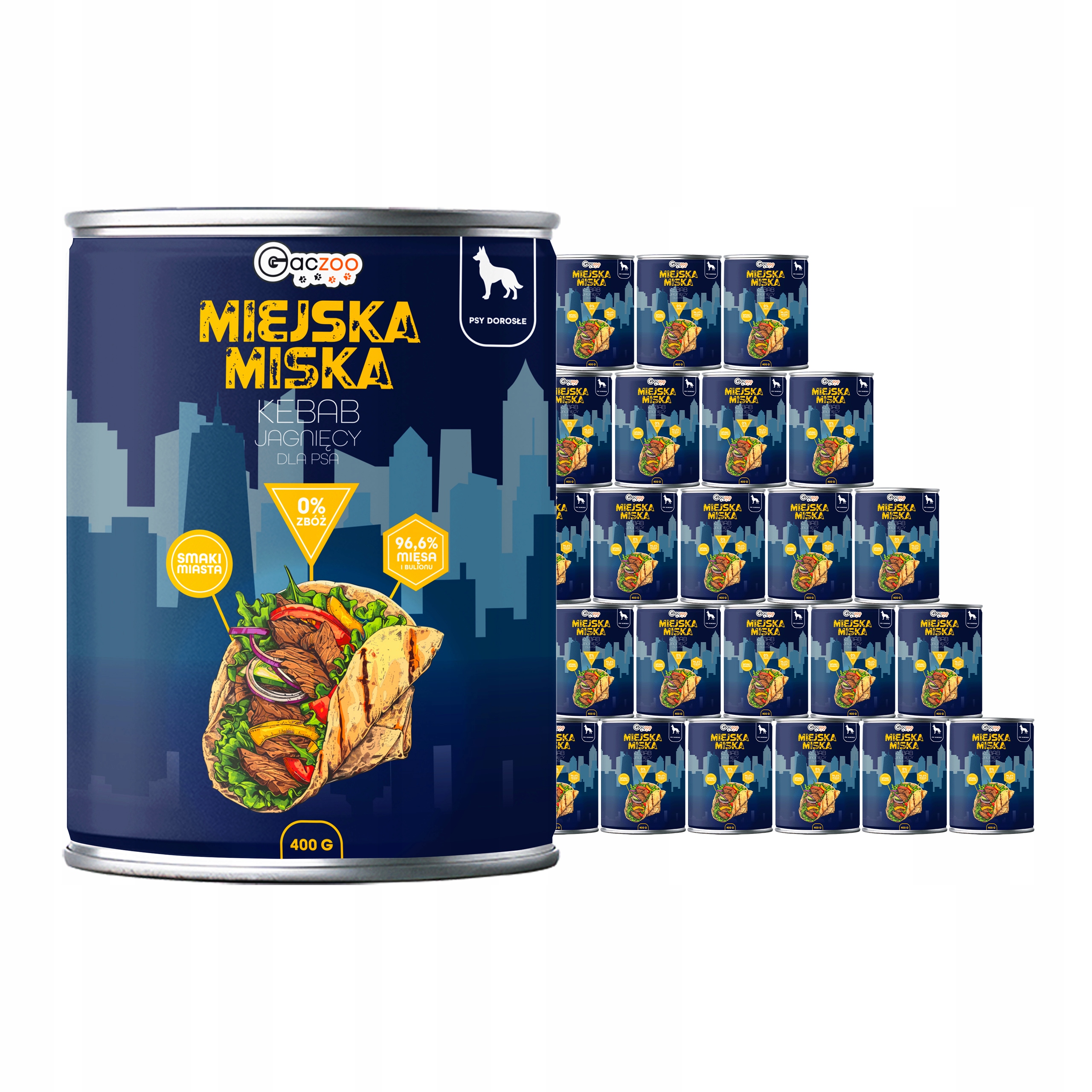 Levně Krmivo pro psa Městská miska Gaczoo Jehněčí kebab 24 x 400 g bez obilovin