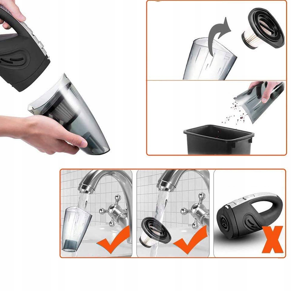 ODKURZACZ RĘCZNY BEZPRZEWODOWY SAMOCHODOWY AKUMULATOROWY FILTR + KOŃCÓWKAMI Marka inna