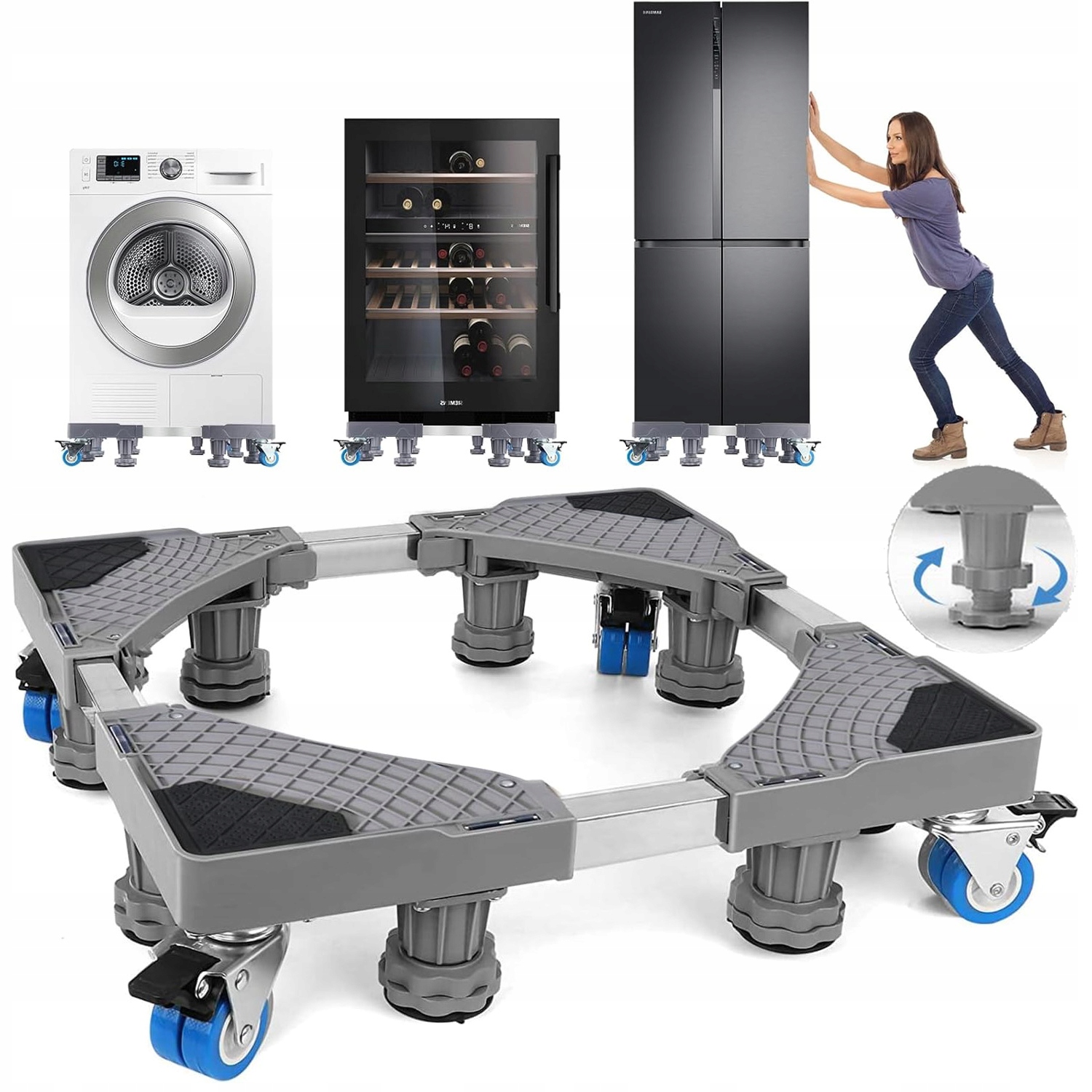 Regulowana Podstawa Wytrzymały Do Lodówki,zmywarki,pralki 42-66CM Z Kółka