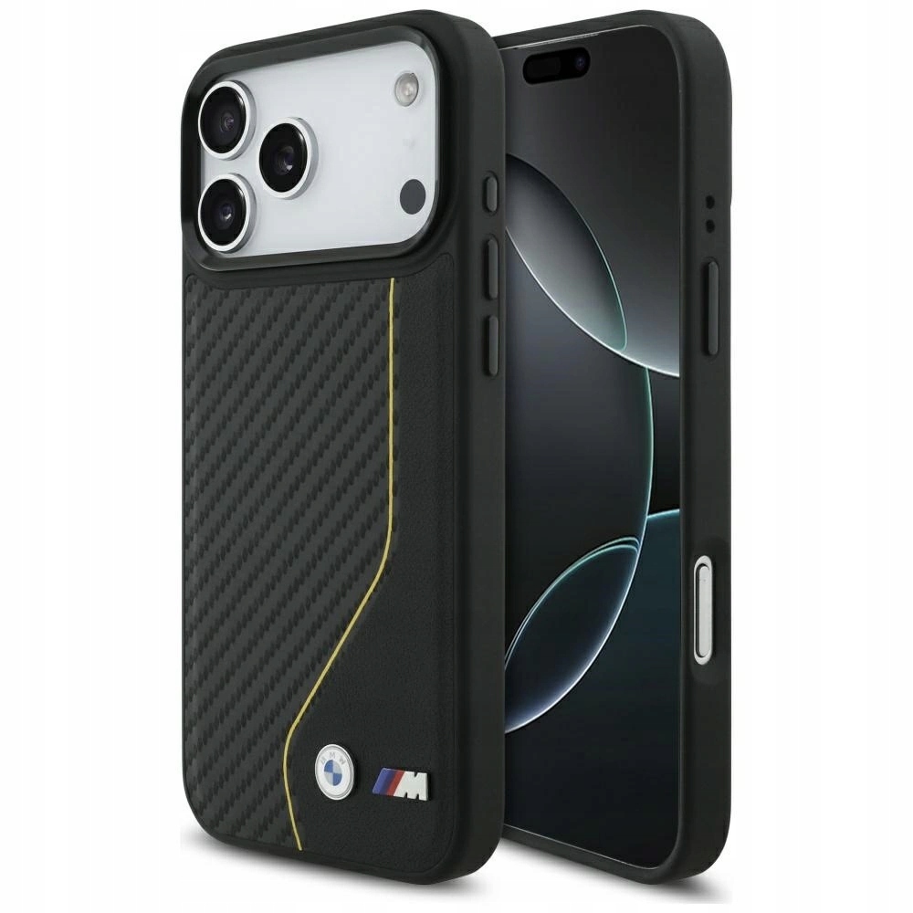 Pouzdro Bmw M Carbon Line & Logo MagSafe pro iPhone 17 Pro Max žluté