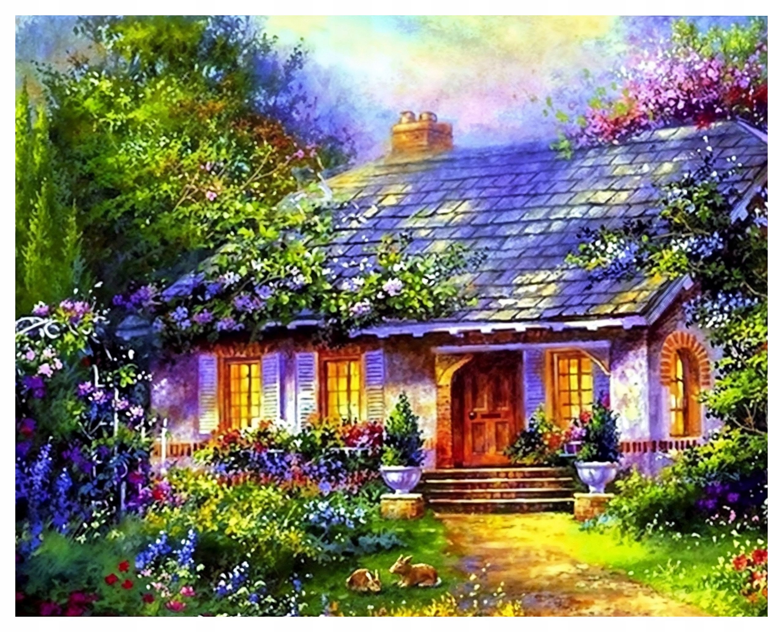 Diamantová Výšivka Diamond Painting Mozaika Pohádkový Domeček 45x55 cm Sada 5D