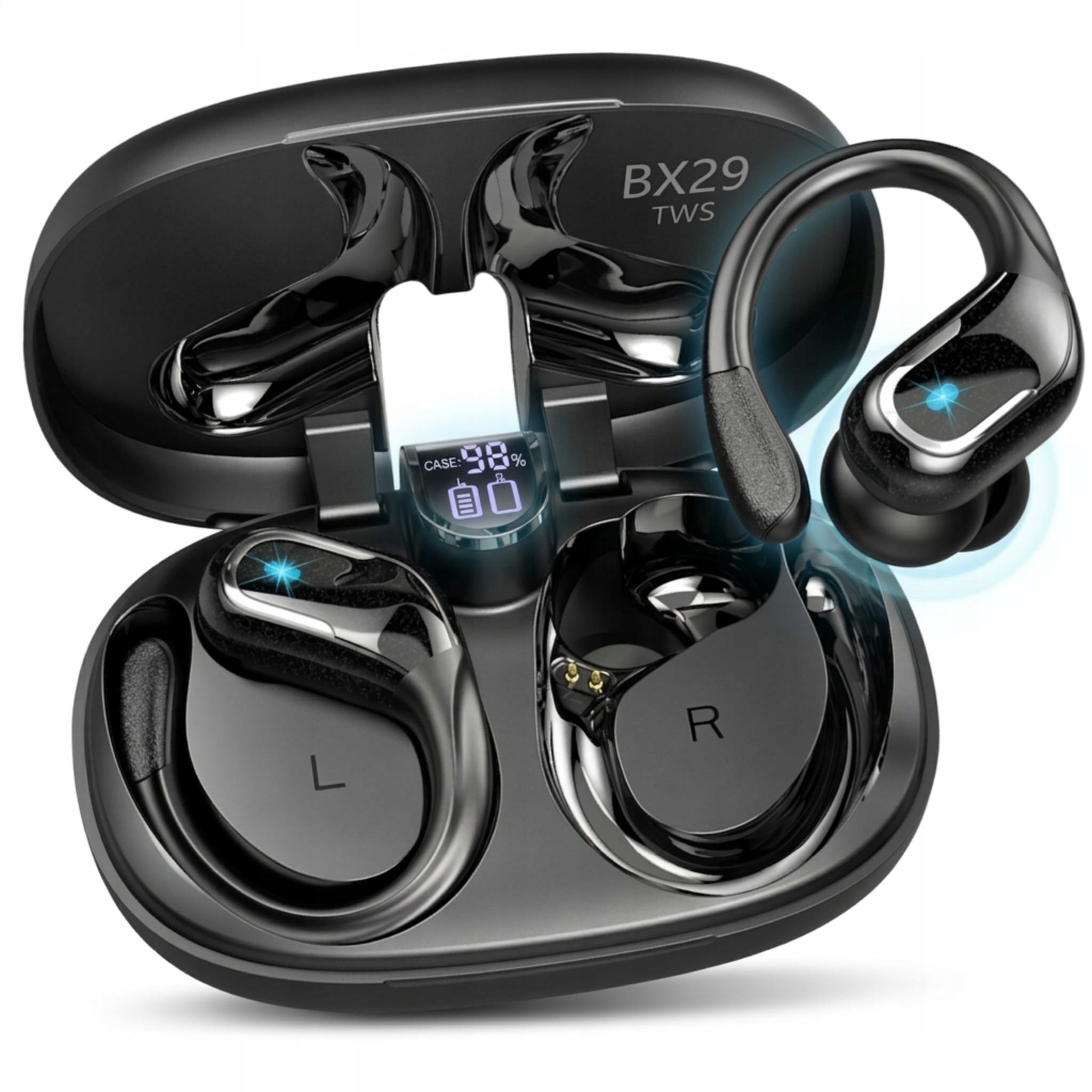 Słuchawki bezprzewodowe Bluetooth 5.4 dokanałowe sportowe rozmowy bass