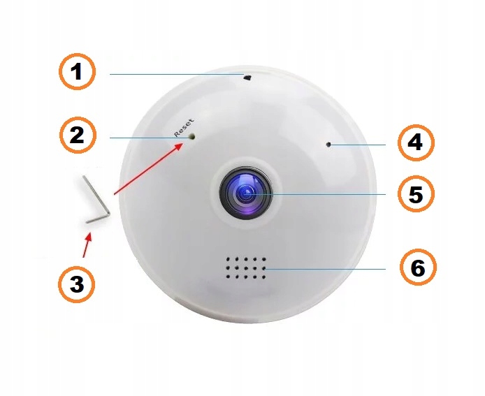 BEZPRZEWODOWA KAMERA ŻARÓWKA LED WIFI IP 360° HD+ Rozdzielczość 1.3 Mpx