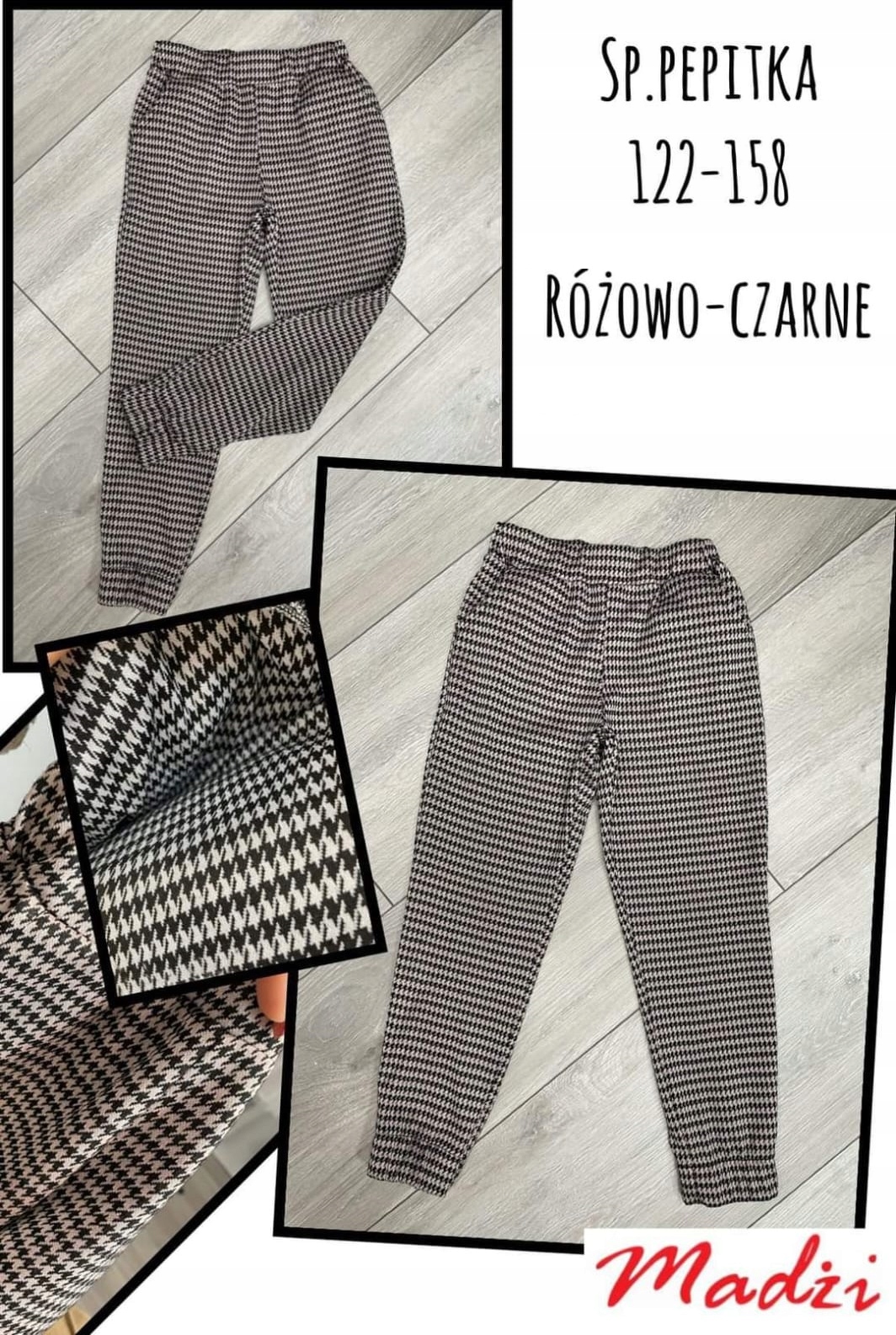 SPODNIE JOGGERY ELEGANCKIE Z GUMKĄ 122 W PEPITKĘ