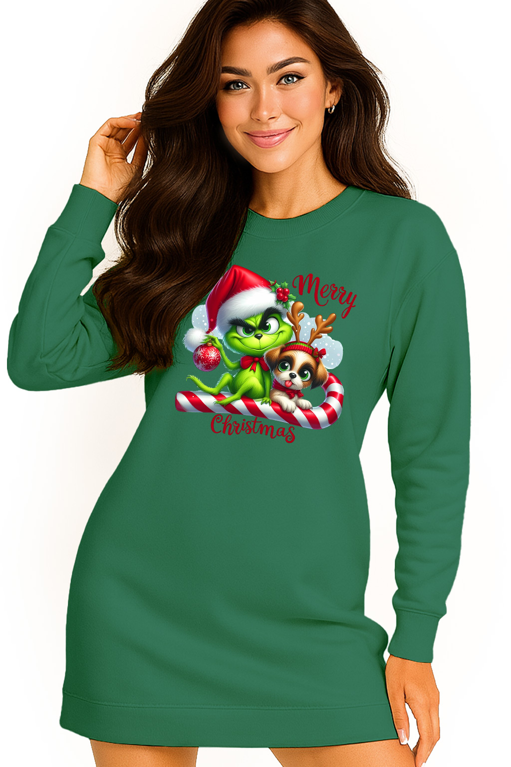 Mikina Vánoční Oversize Šaty Grinch Sob Dárek K Svátku M