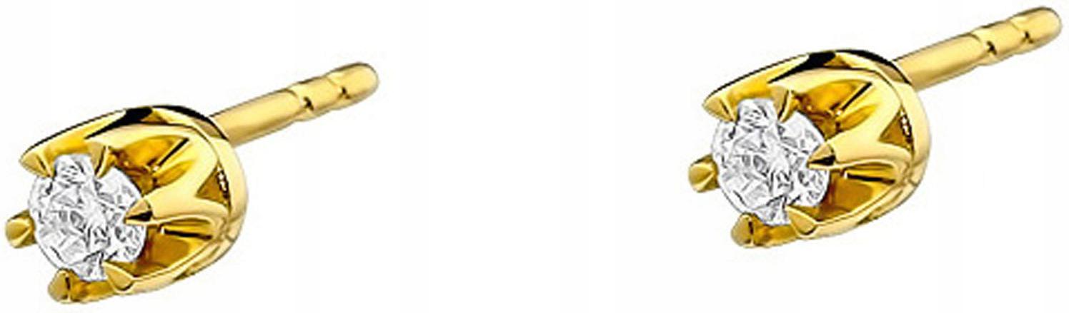 Zlaté náušnice 585 krásné s diamanty, 14karátové, ženské, elegantní
