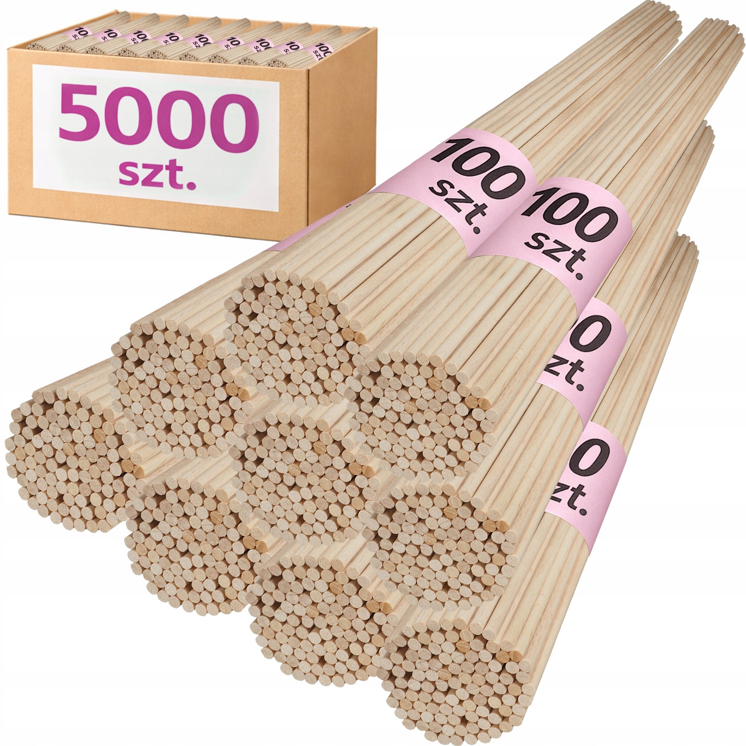 Hrubé tyčinky na cukrovou vatu Bukové tyčinky Kulaté 53 cm 5000 ks