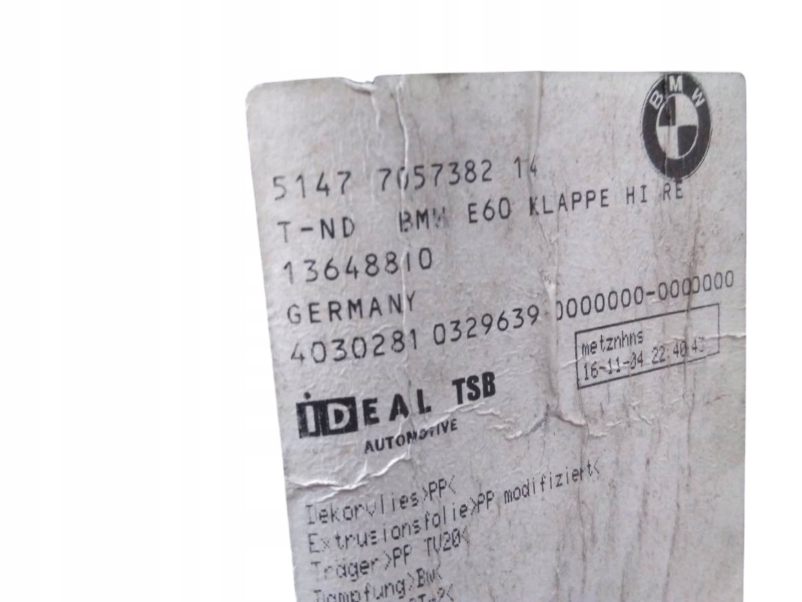 boot upholstery left right rear part KPL sedan Bmw Seria 5 V