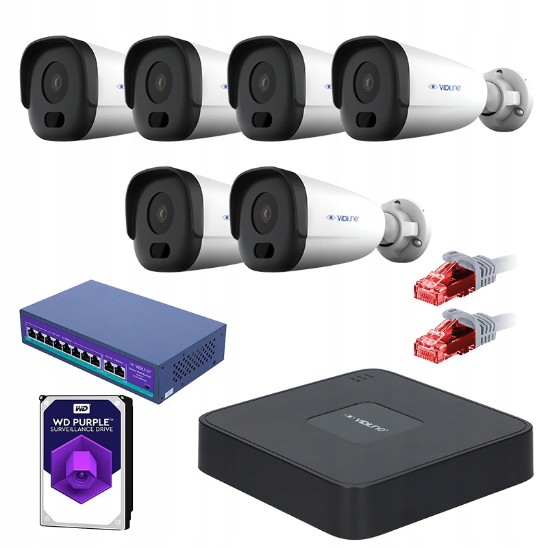 Zestaw Monitoringu 6 kamer IP 4Mpx 50m iR 1TB