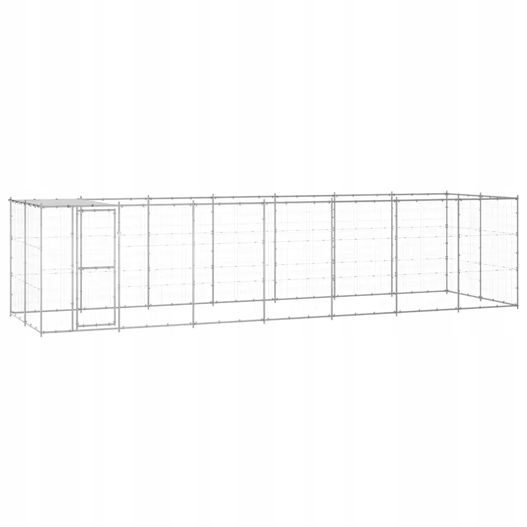 Levně Venkovní psí kotec se střechou pozinkovaná ocel 16,94 m²