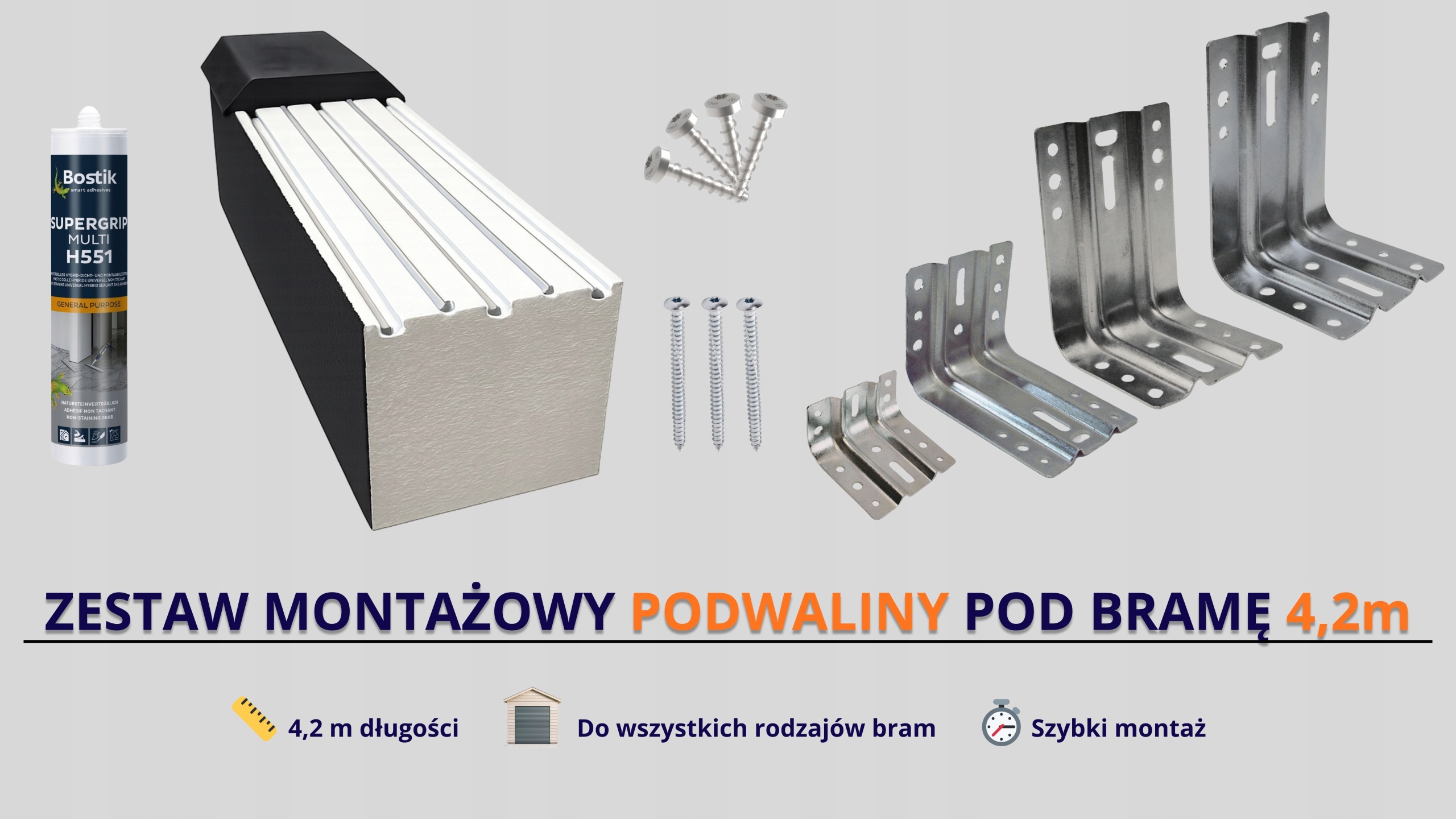 Podwalina pod bramę garażową Klinaryt H.20cm Ciepły próg Zestaw 4,2mb
