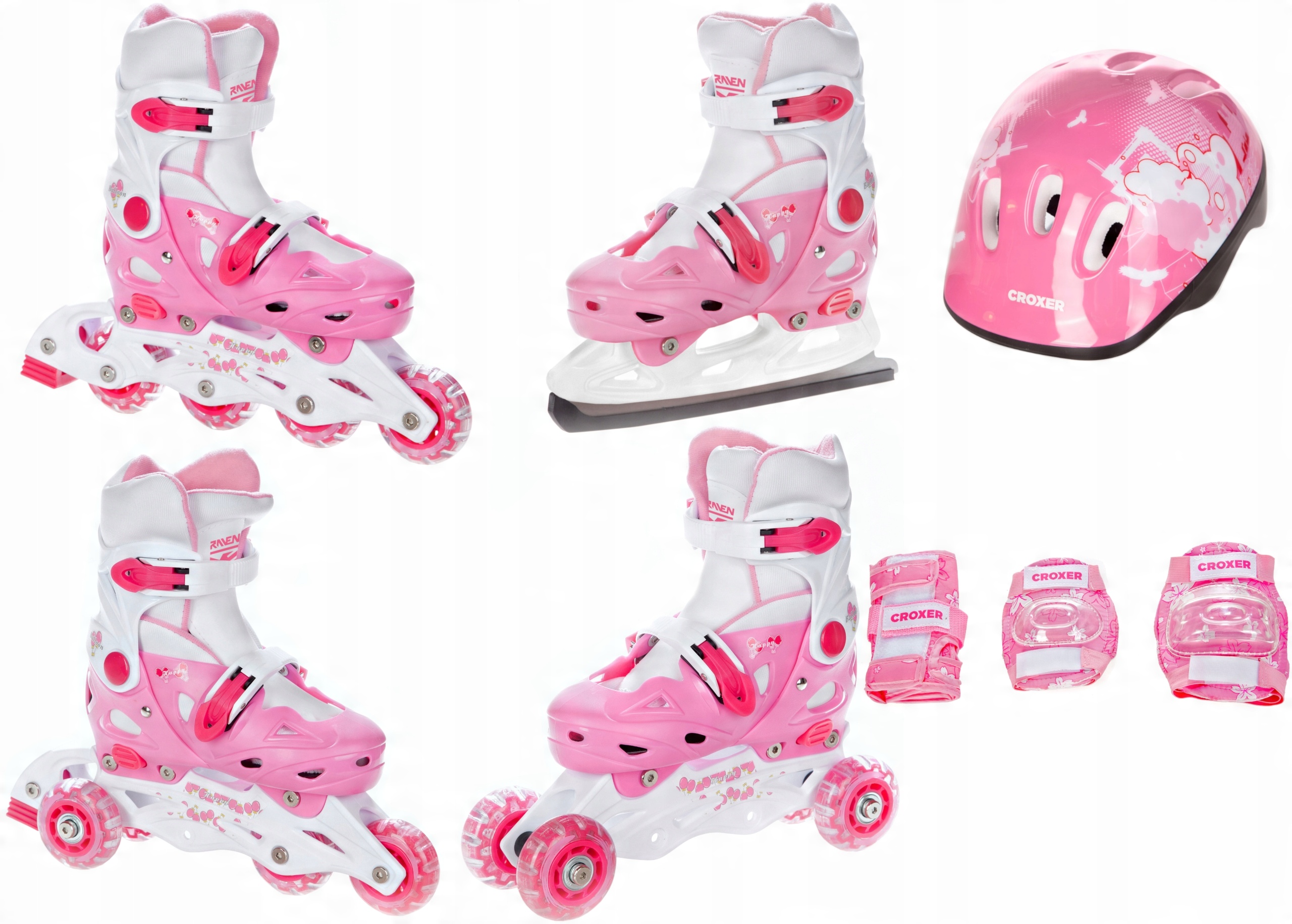 

Rolki Łyżwy 4w1 Raven Balloon Pink 29-32 kask