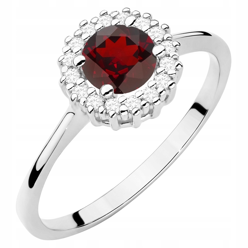 Zlatý Prstýnek pr. 585 14k s brilianty a granátem 0,60ct