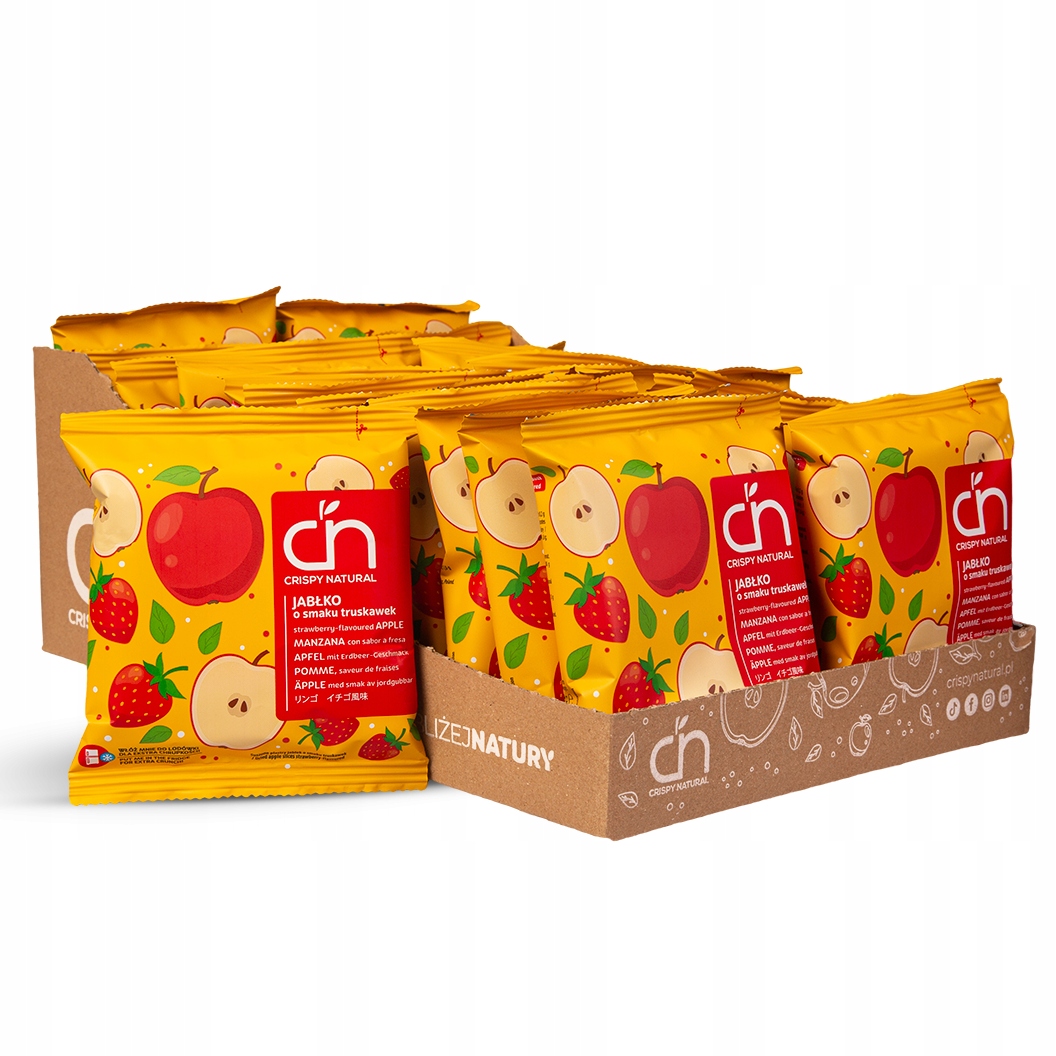 Levně Jablka s jahodovou příchutí 24 ks Sušené ovoce Crispy Natural