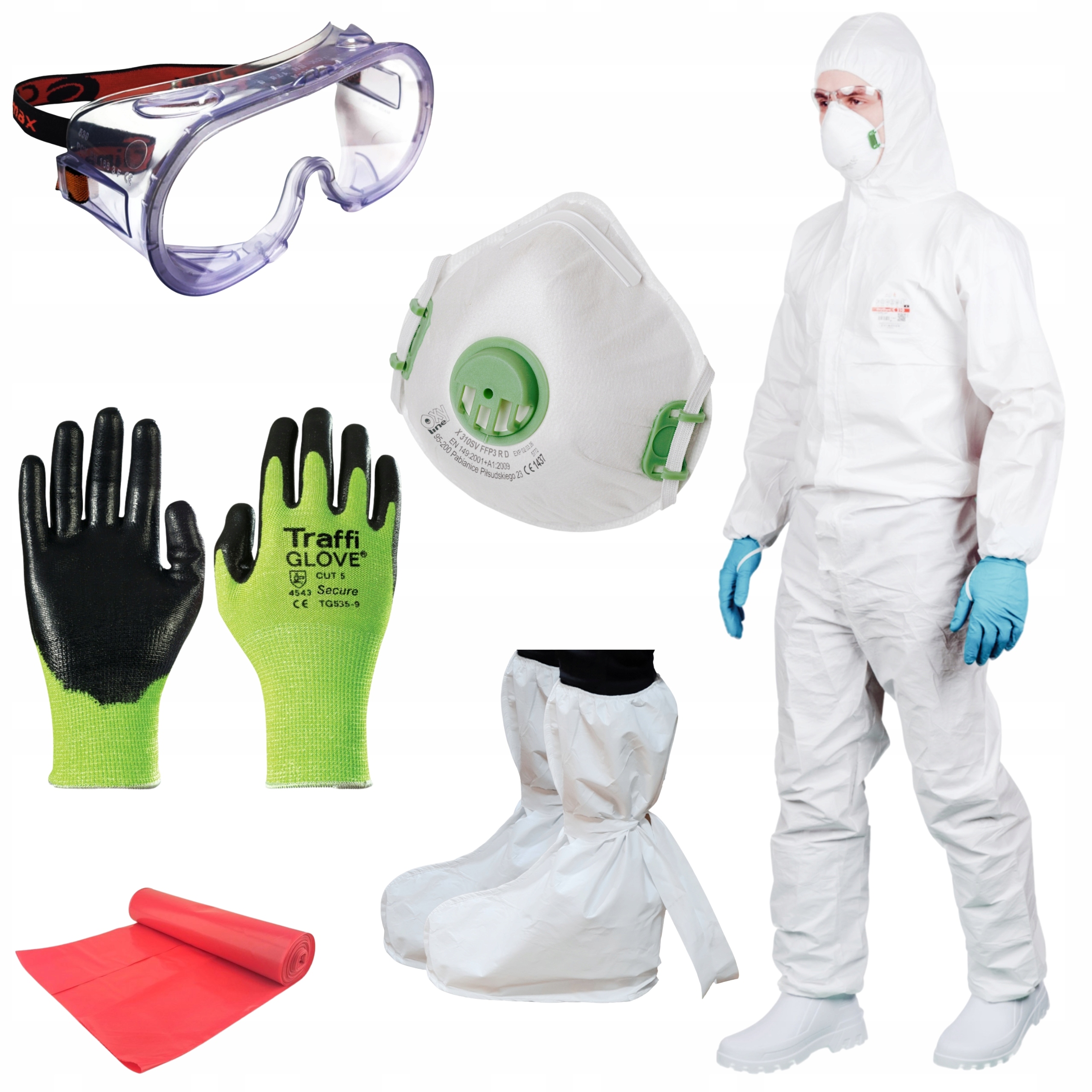 Zestaw Ochronny do Wełny Mineralnej Izop Maska kombinezon rękawice roz. M
