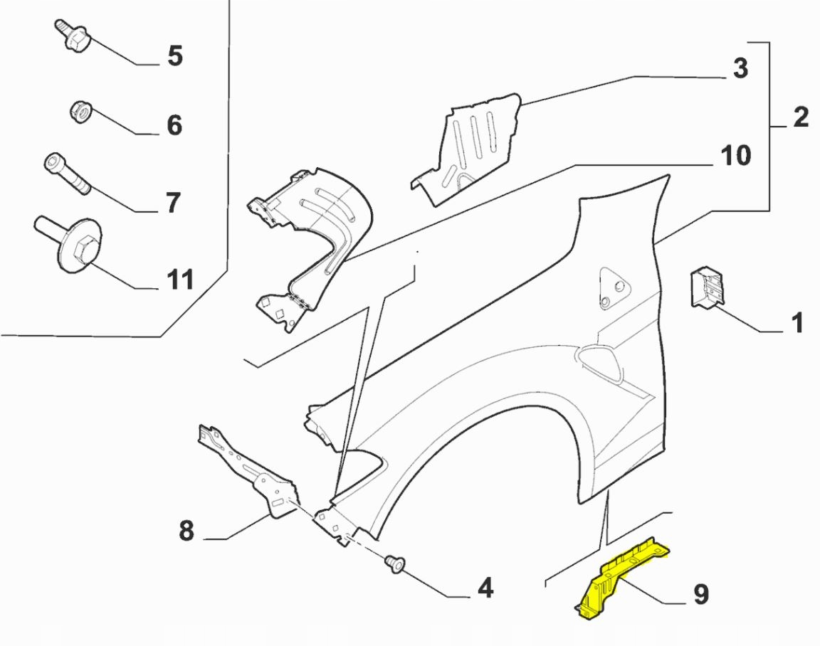 Wspornik błotnika prawy przód Alfa Romeo Giulia Producent części Alfa Romeo OE