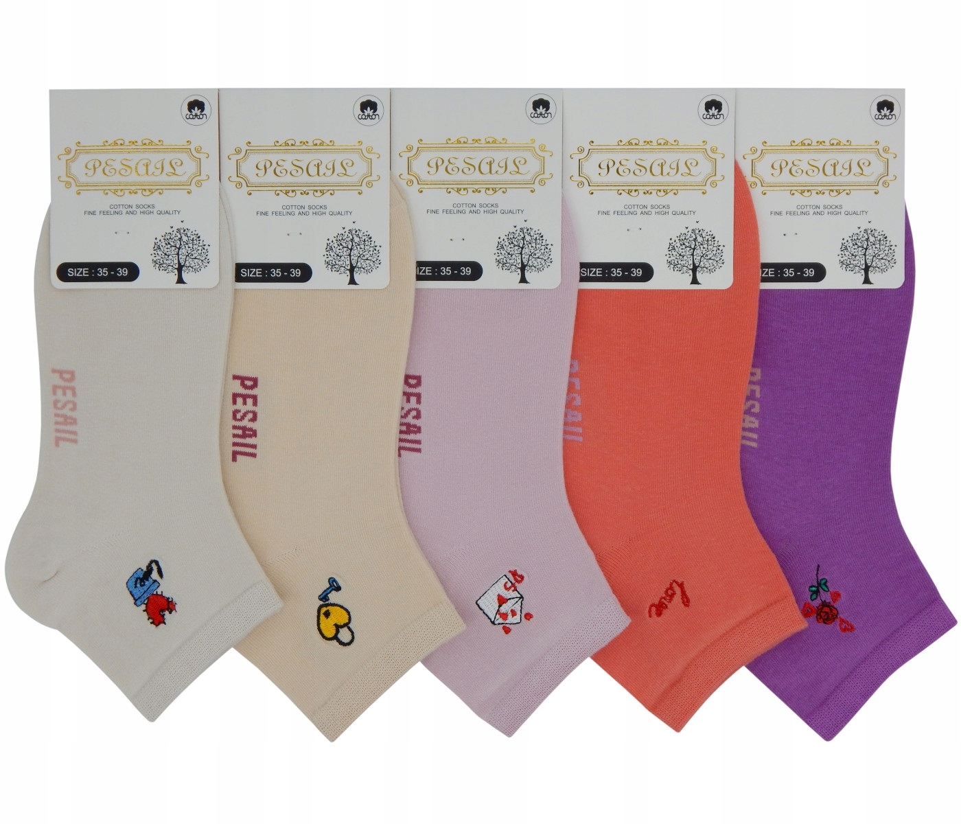 

5 X Kolorowe Skarpety Damskie Stopki Bawełna Lato