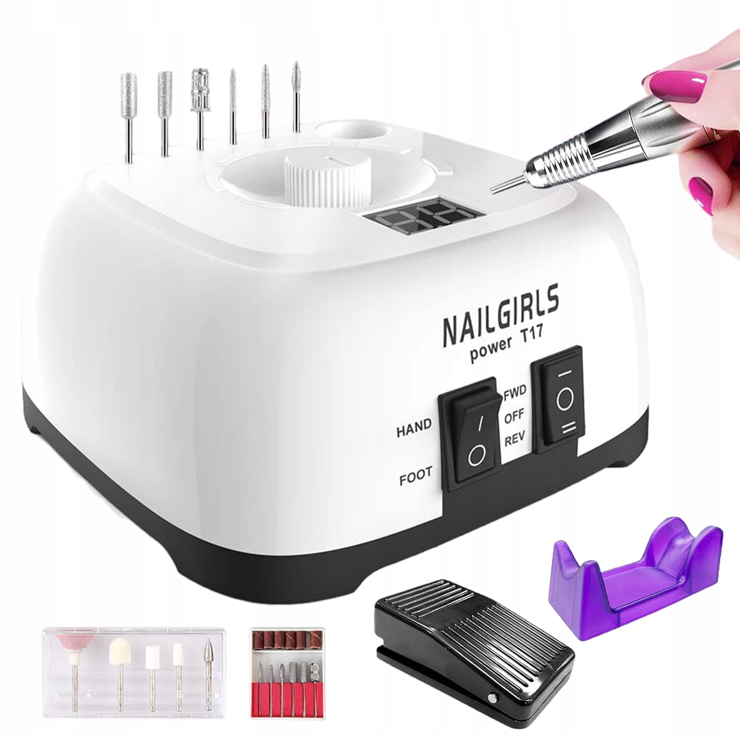 Bruska Na Nehty, Výkonný LCD, Nastavitelná Rychlost 220 V S Pedálem