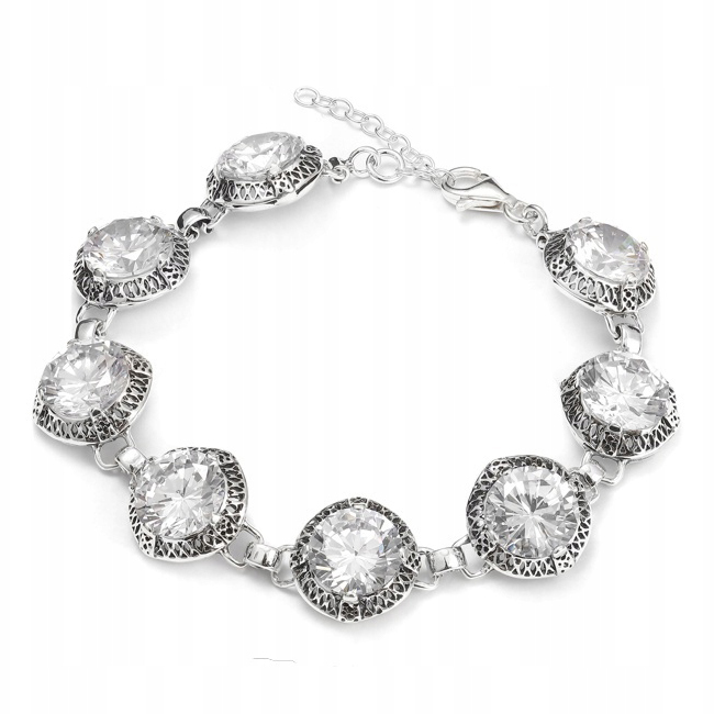 Stříbrný náramek ryzost 925 Náramek se zirkonem a 8 ažurovými prvky