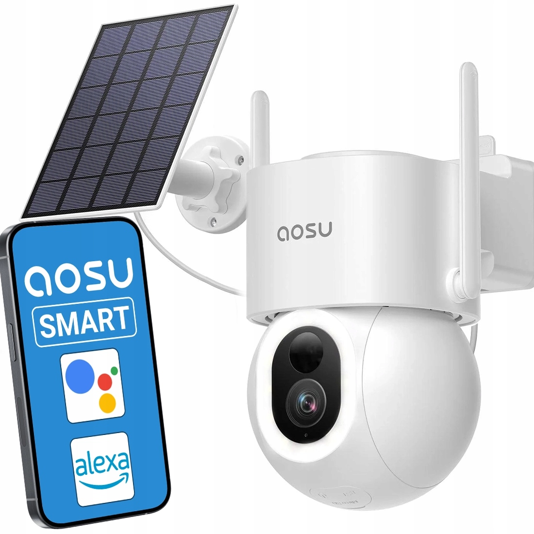 Aosu Vonkajšia solárna otočná WiFi Ip kamera 5MP 3K Ai Aplikácia Alarm