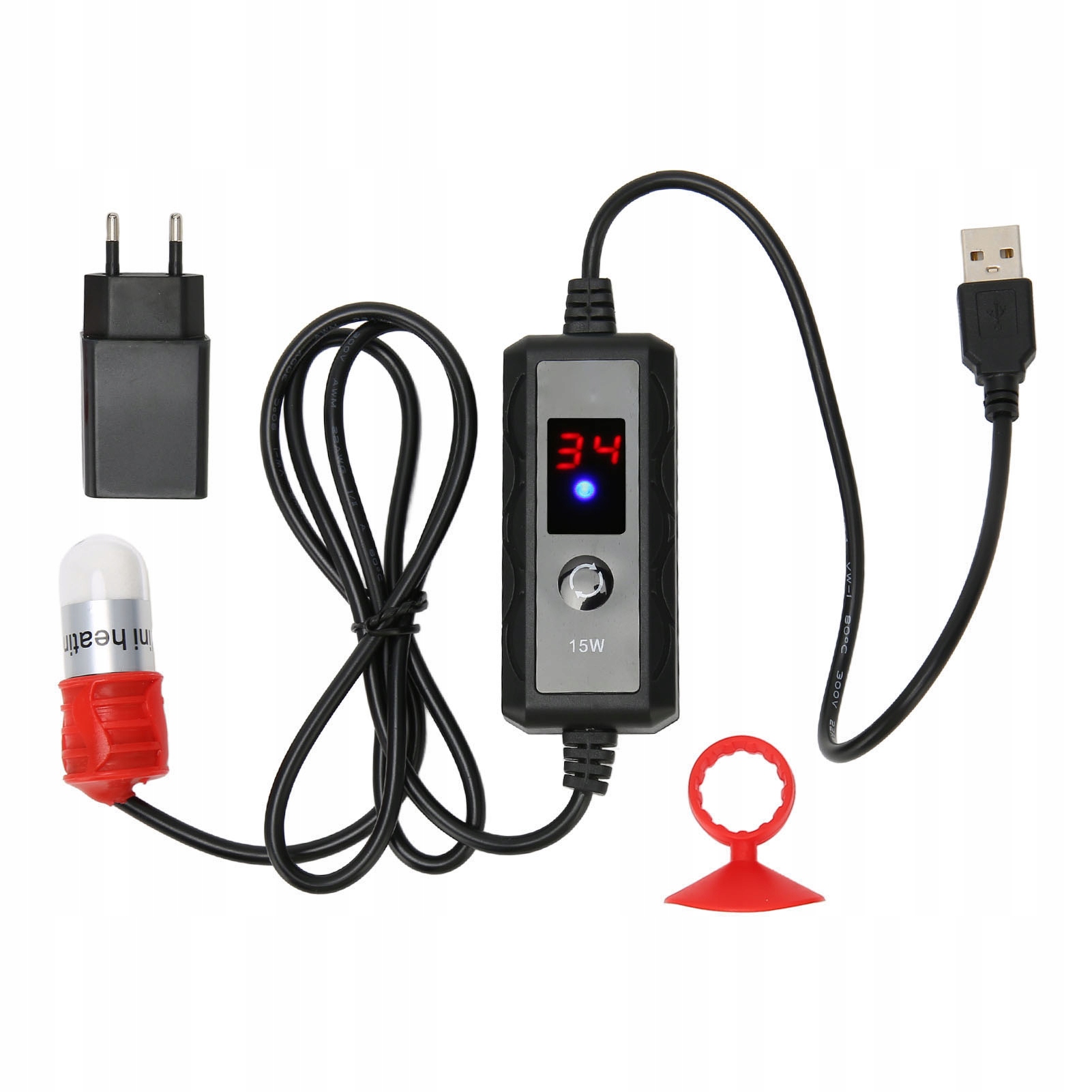 Levně Mini Ohřívač Akvária Nastavitelný 15W Ohřívač