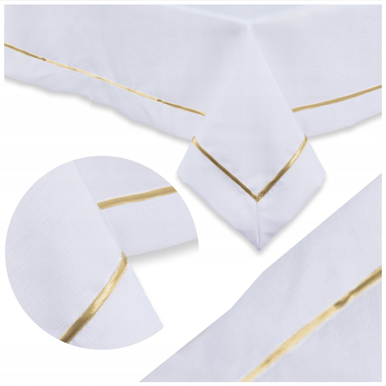 Obrus Plamoodporny Biały 140X240 z lamówką Na wymiar stół ławę komunię