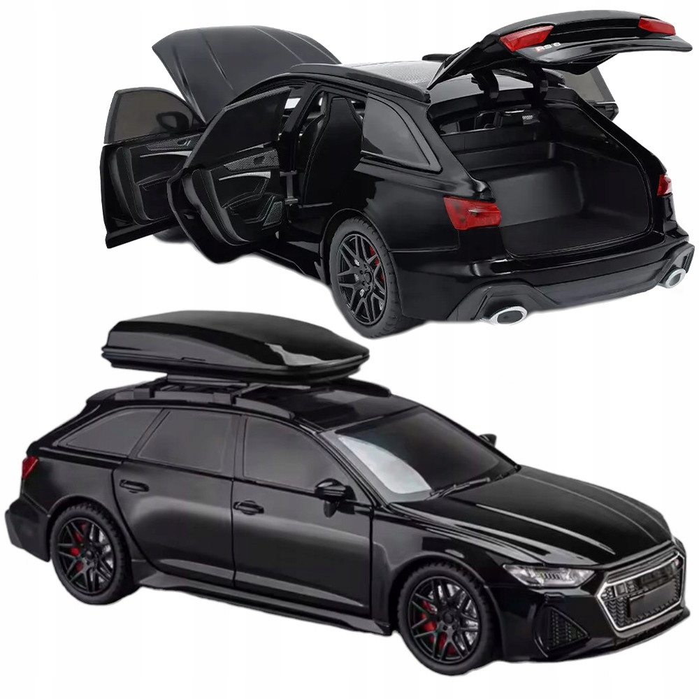 METALOWY MODEL AUDI RS6 C8 NAPĘD LED DŹWIĘK OTWIERANE DRZWI MASKA AUTO 1:24